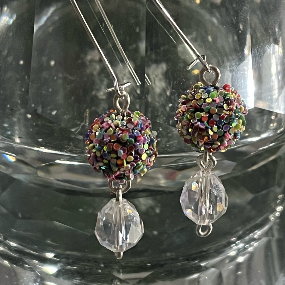 Confetti Crystal Dangle Statement Earrings - image 6